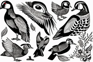 Hunting shotgun with wood duck tattoo idea