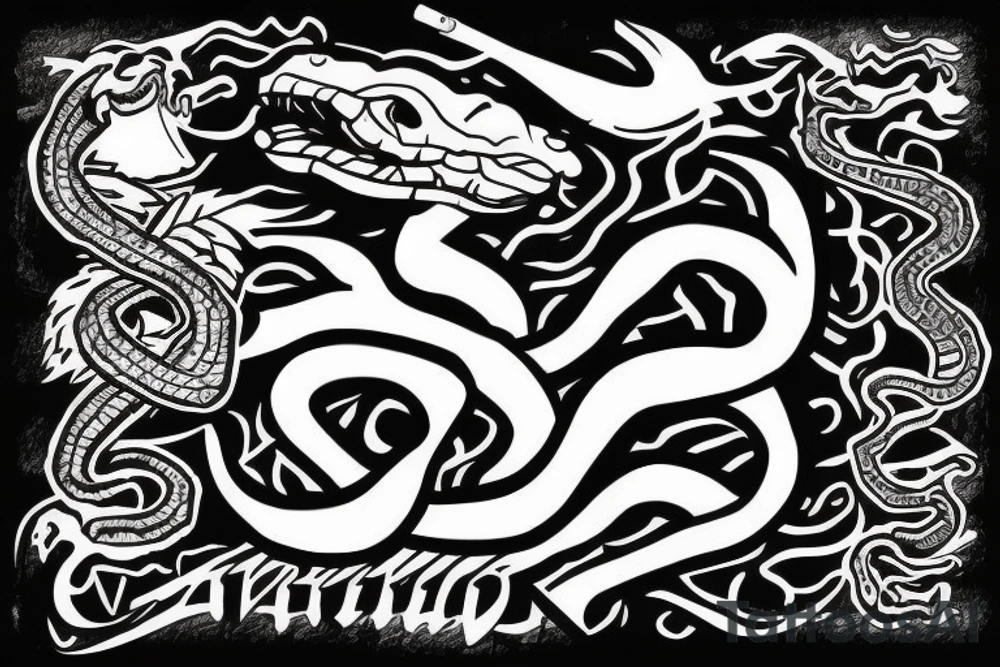 HIGHLANDER TEXT WITH SNAKE tattoo idea