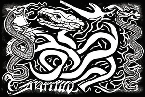 HIGHLANDER TEXT WITH SNAKE tattoo idea