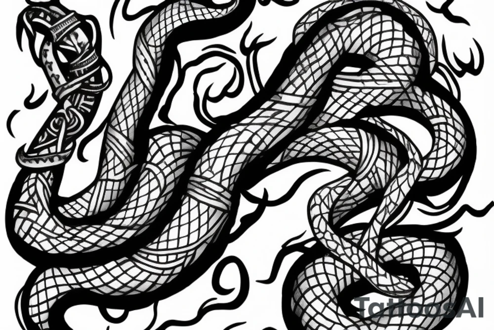 HIGHLANDER TEXT WITH SNAKE tattoo idea