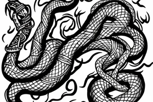 HIGHLANDER TEXT WITH SNAKE tattoo idea