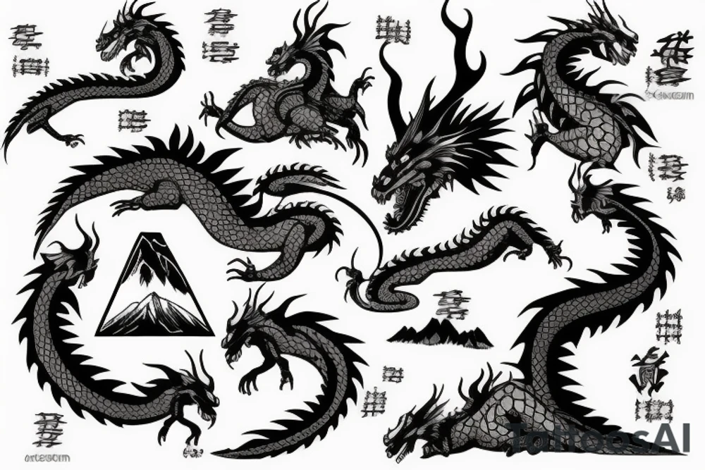 Mountain with dragon tattoo idea