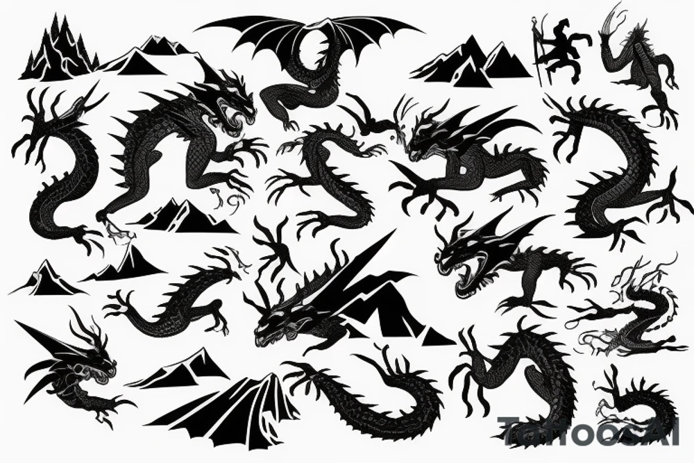 Mountain with dragon tattoo idea