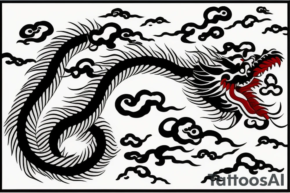 chinese dragon flying on the sky tattoo idea