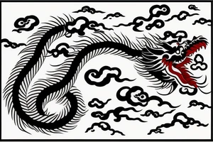 chinese dragon flying on the sky tattoo idea
