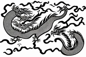 chinese dragon flying on the sky tattoo idea