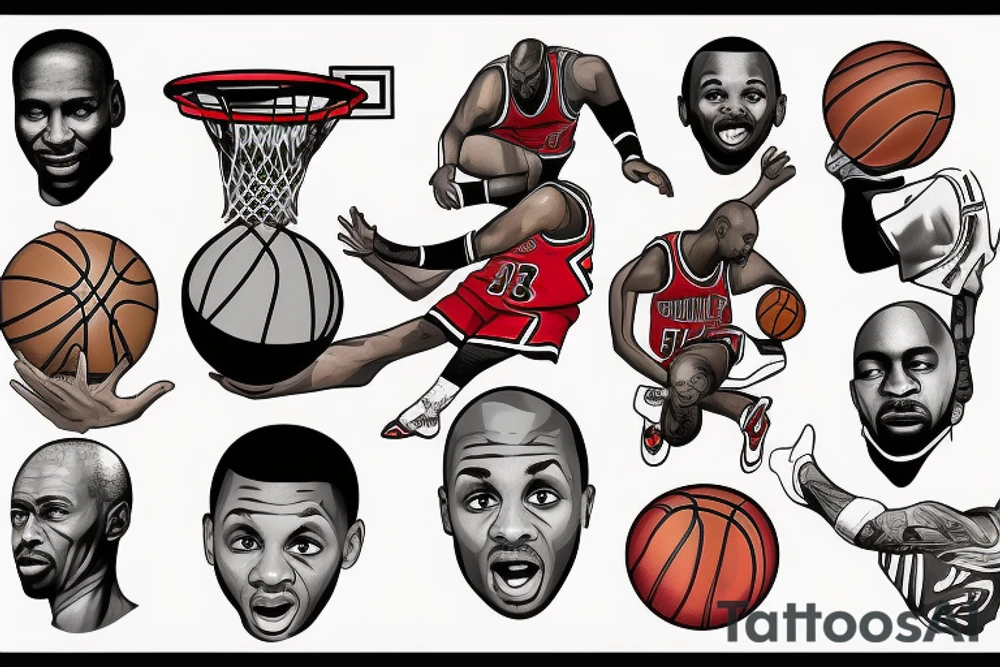 michael jordan playing basketball tattoo idea