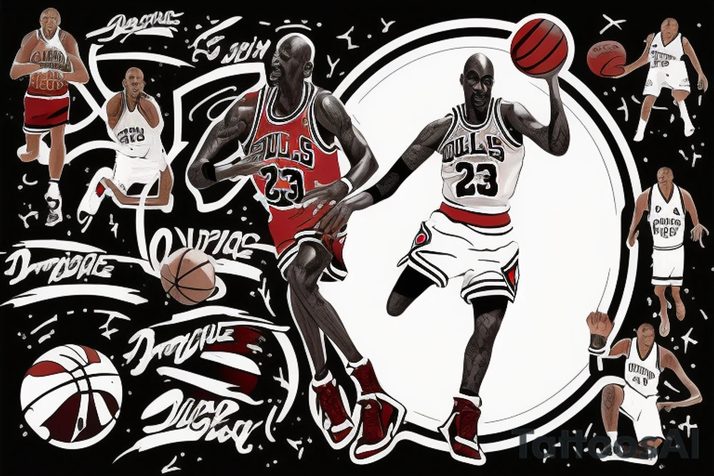 michael jordan playing basketball tattoo idea