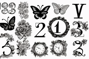 Romain numerals 1984, V, butterfly, self care, love tattoo idea