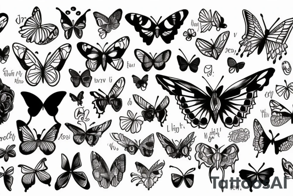 1984, V, butterfly, self care, love tattoo idea