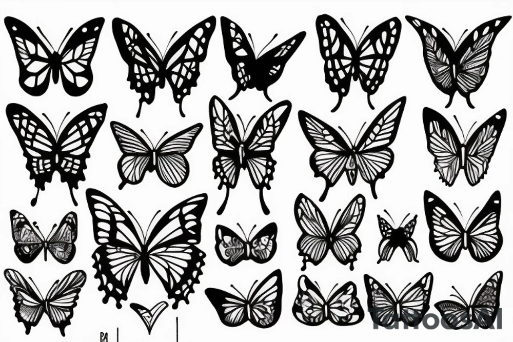 1984, V, butterfly, self care, love tattoo idea