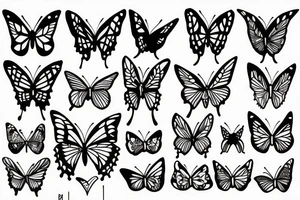 1984, V, butterfly, self care, love tattoo idea
