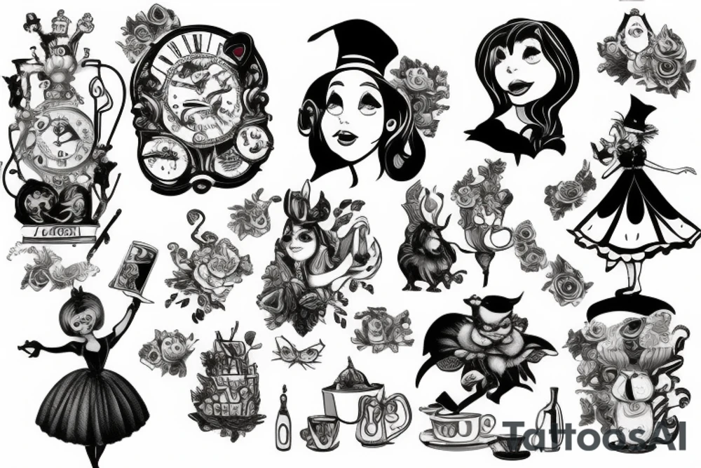 Alice in wonderland tattoo idea