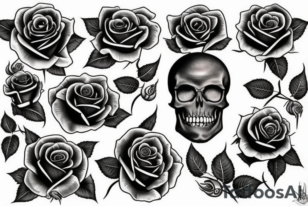 Rose and skull tattoo idea
