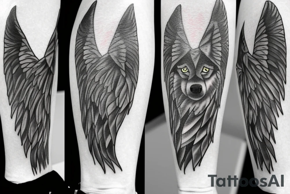 A wolf with angel wings tattoo idea