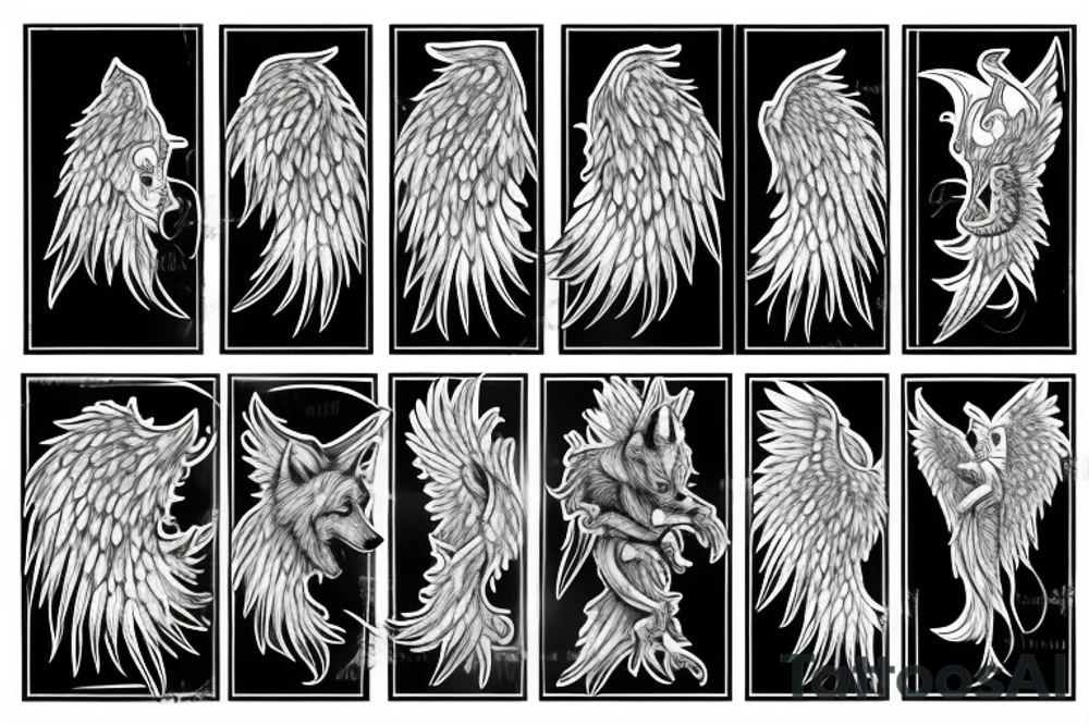 A wolf with angel wings tattoo idea