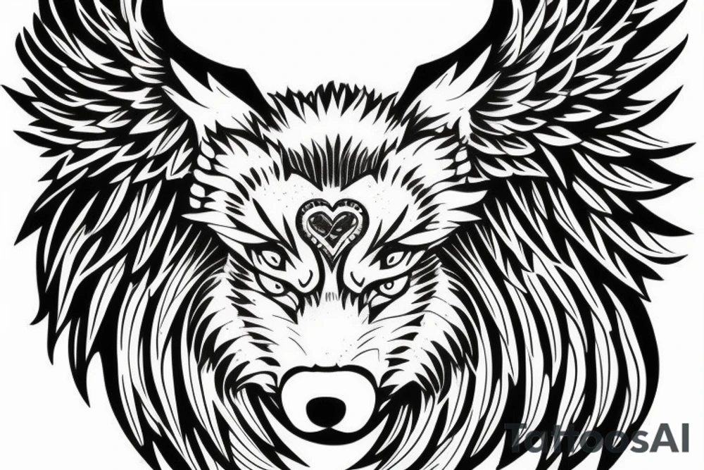 A wolf with angel wings tattoo idea
