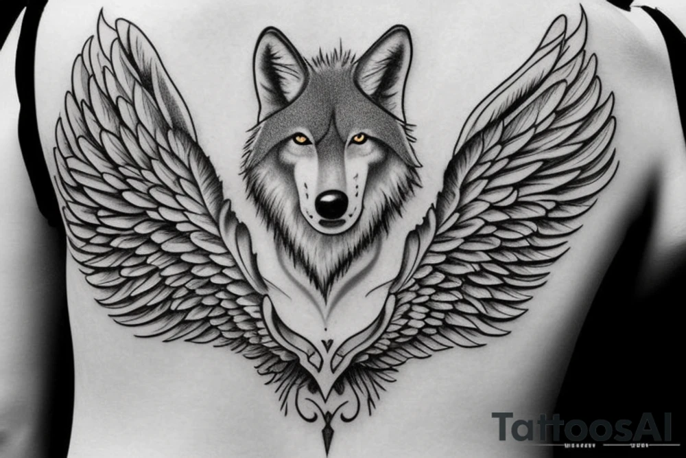 A wolf with angel wings on its back tattoo idea A wolf with angel wings on its back tattoo idea