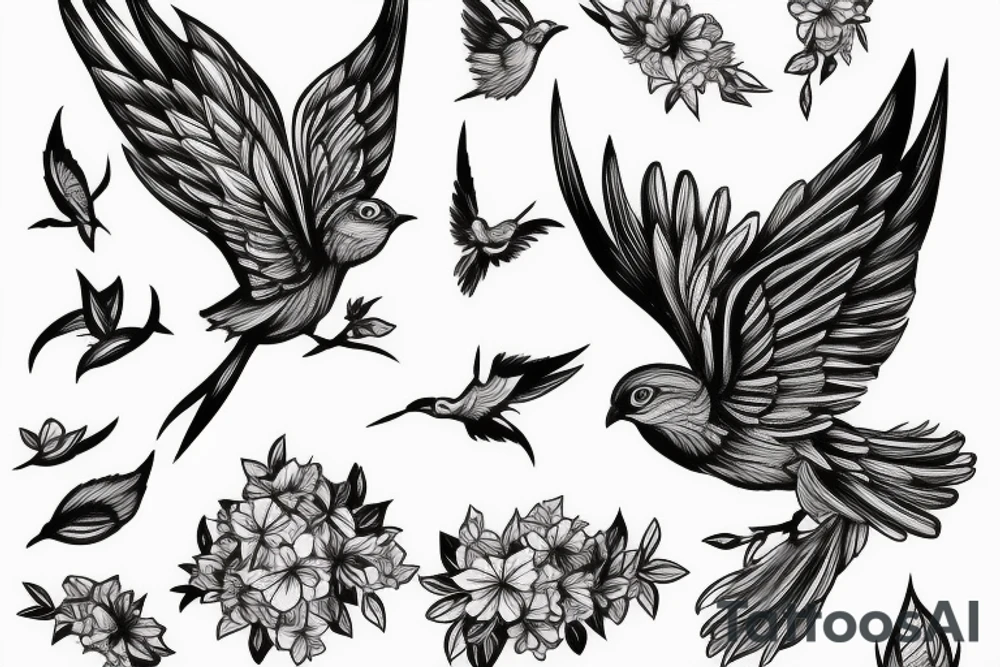 Baby bird getting ready to fly for the first time tattoo idea