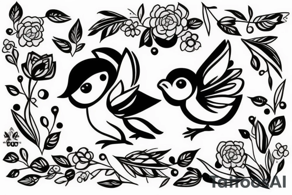 Baby bird getting ready to fly for the first time tattoo idea