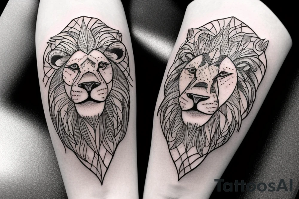 A tattoo of a lion with his paw on a crystal ball, symbolizing his search for clarity and direction in his dreams. tattoo idea