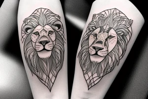 A tattoo of a lion with his paw on a crystal ball, symbolizing his search for clarity and direction in his dreams. tattoo idea