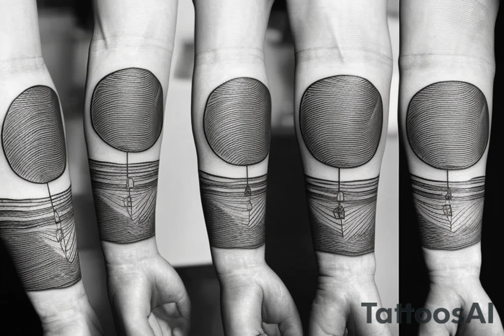 A fineline small tattoo for men on the arm. Something with traveling, sun, Being happy, tattoo idea