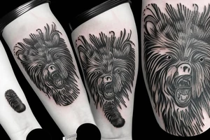 Grizzly Bear palm with claws tattoo idea
