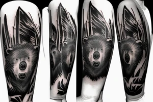 Grizzly Bear palm with claws tattoo idea