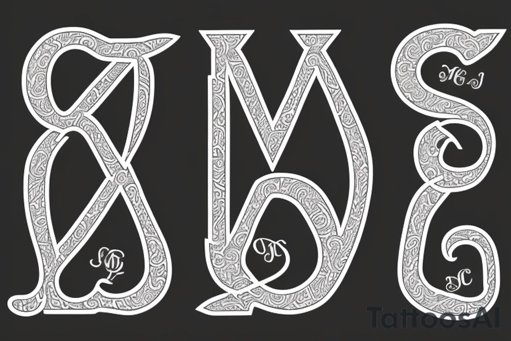 a monogram of the letters J and V tattoo idea