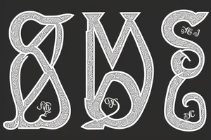 a monogram of the letters J and V tattoo idea