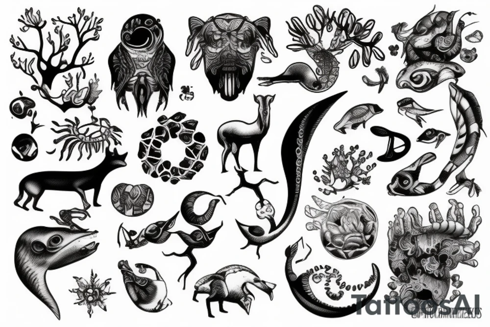 Evolution with science and animals tattoo idea