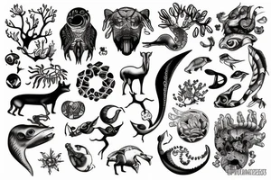 Evolution with science and animals tattoo idea