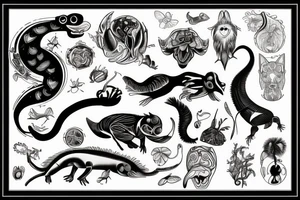 Evolution with science and animals tattoo idea