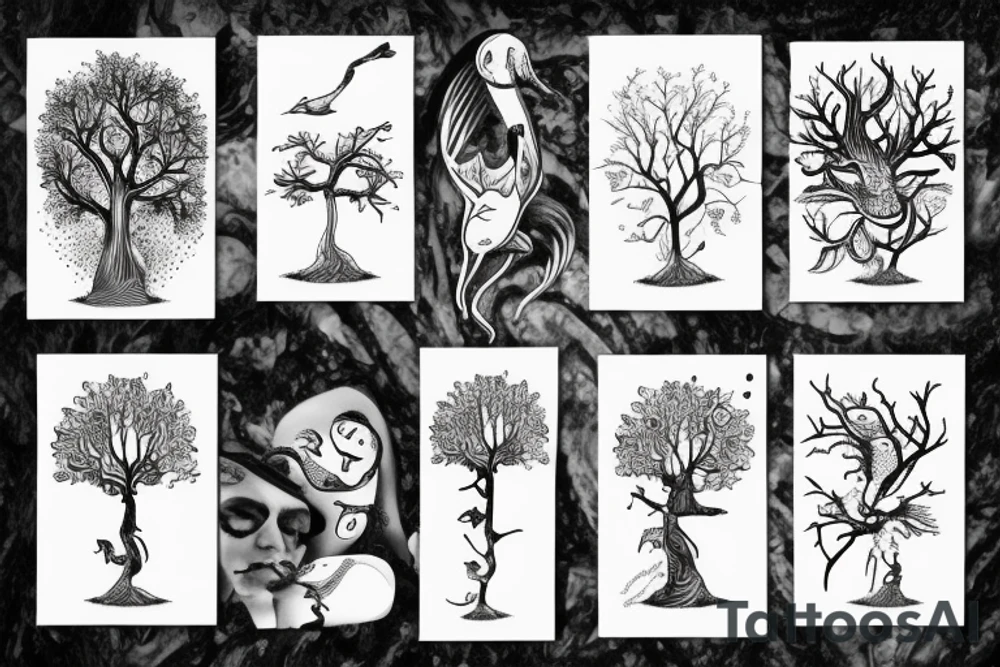 Evolution tree with animals and science tattoo idea