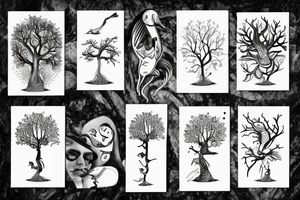 Evolution tree with animals and science tattoo idea