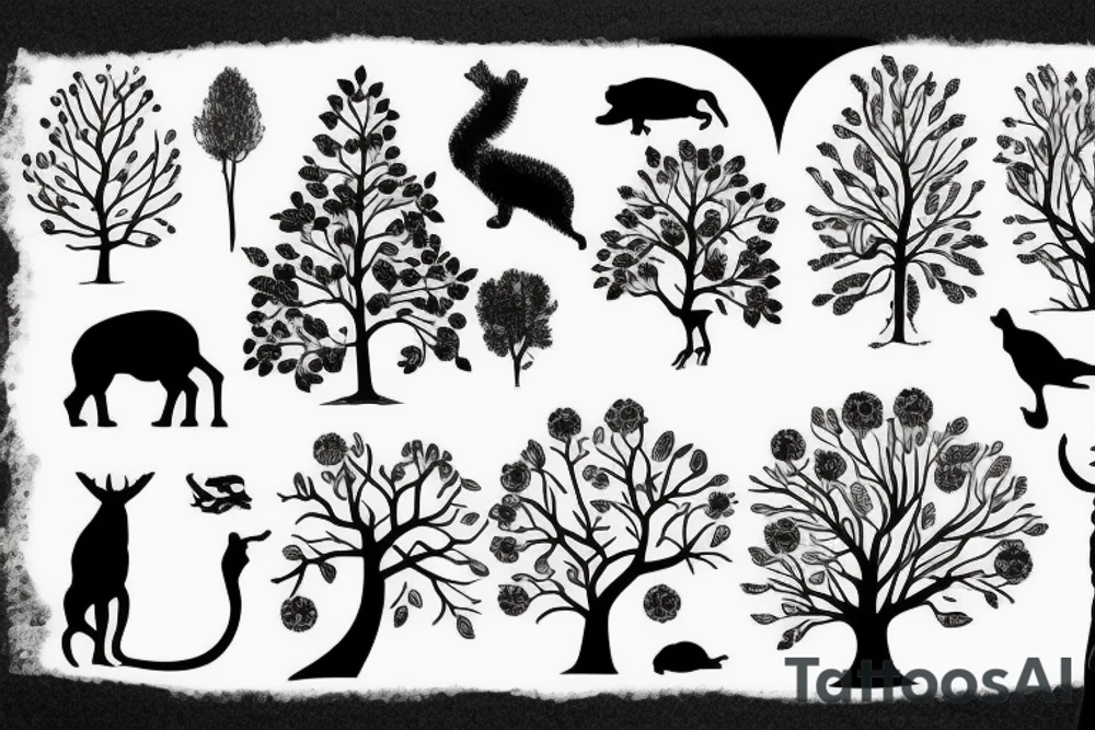 Evolution tree with animals and science tattoo idea