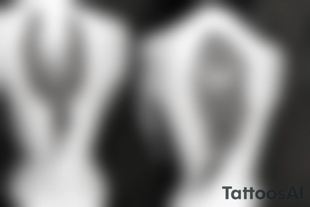 Aries lady head with peacock feathers in the back tattoo idea