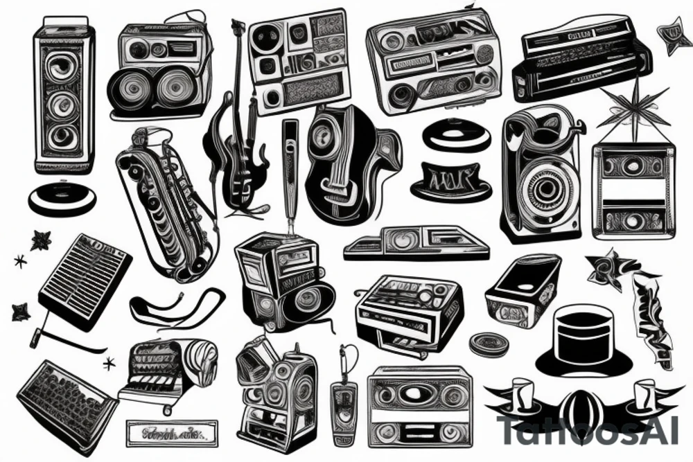 Old school music tattoo idea