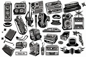 Old school music tattoo idea