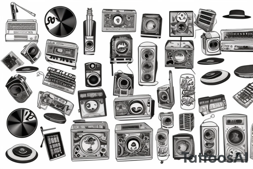 Old school music tattoo idea