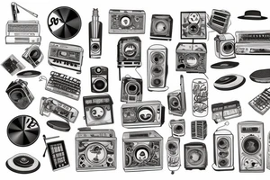Old school music tattoo idea