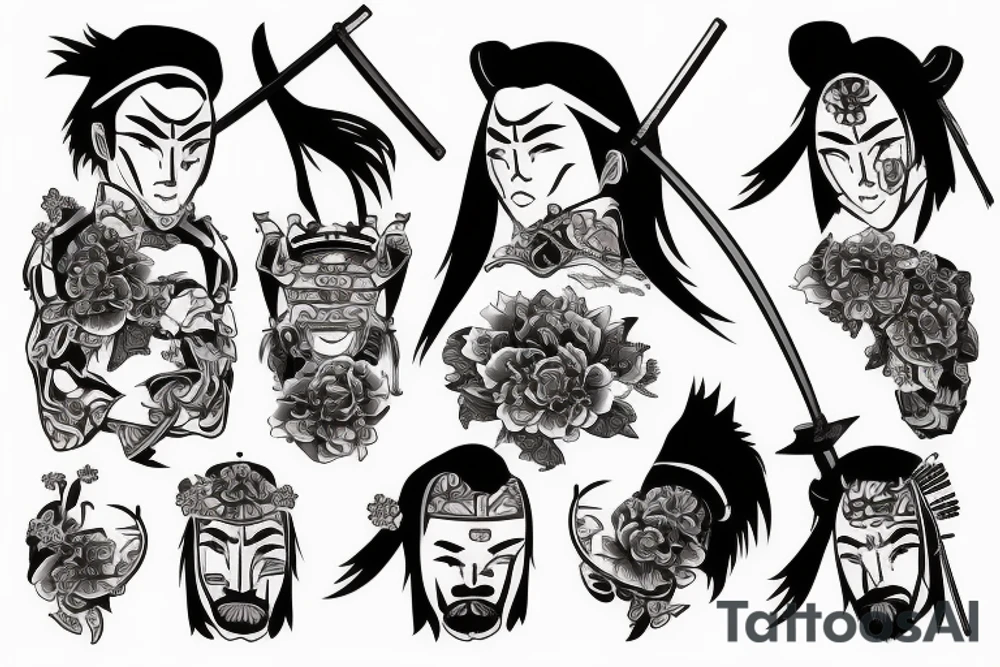Samurai with Cherry blossums tattoo idea