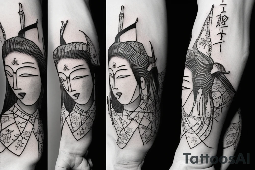 Samurai with Cherry blossums tattoo idea