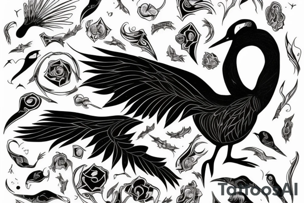 A black swan inside a symbol of chaos. tattoo idea