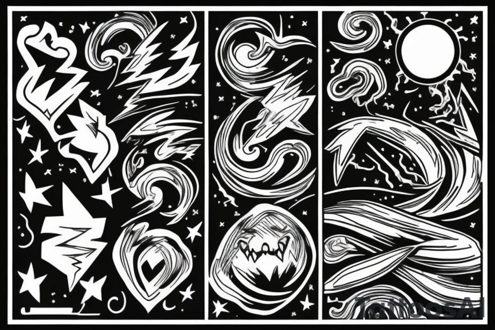 Lightning striking through the sky tattoo idea