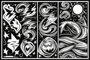 Lightning striking through the sky tattoo idea