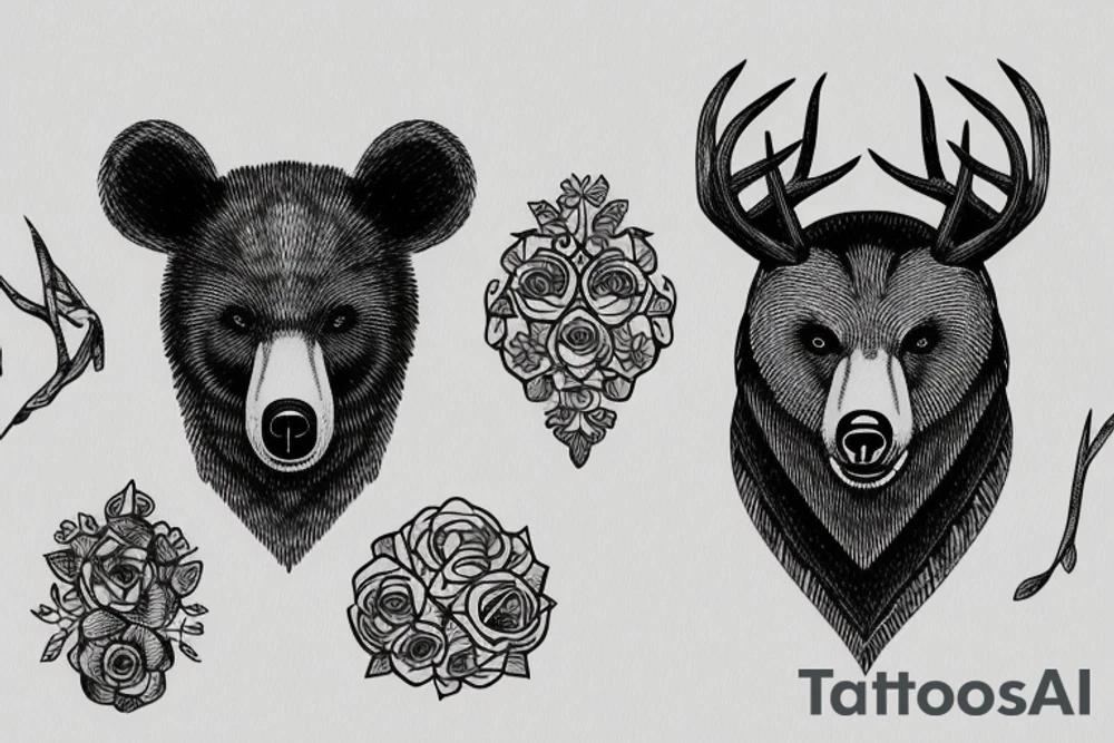 Bear eating a deer tattoo idea