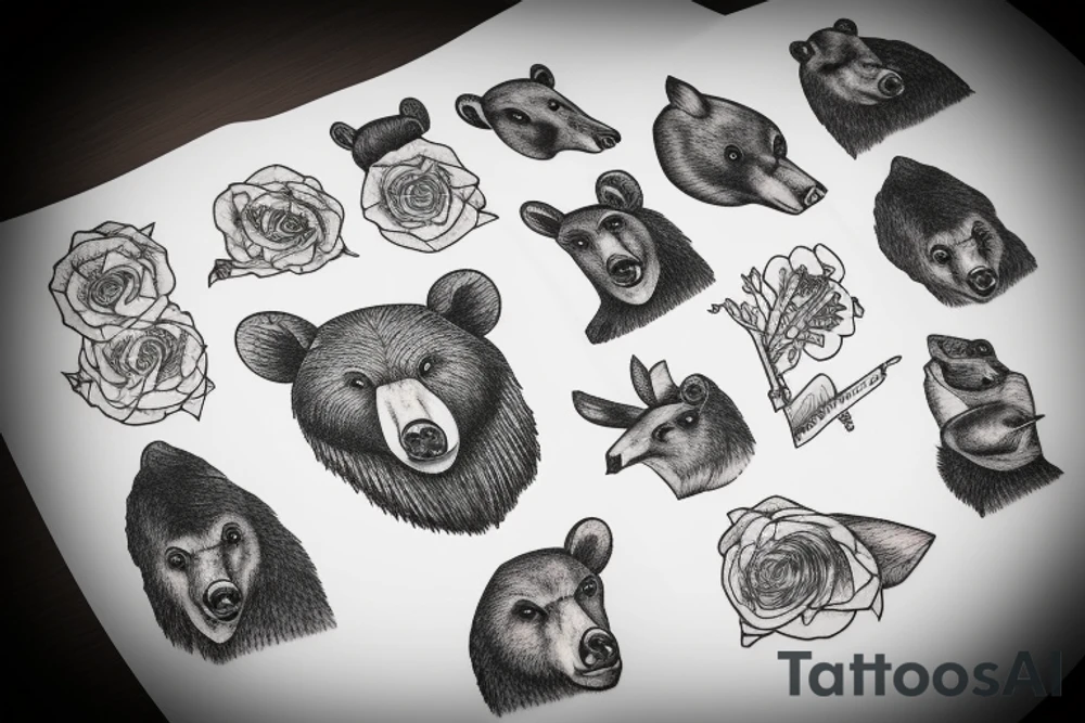 Bear eating a deer tattoo idea