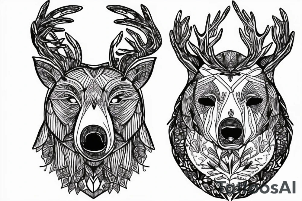 Bear eating a deer tattoo idea